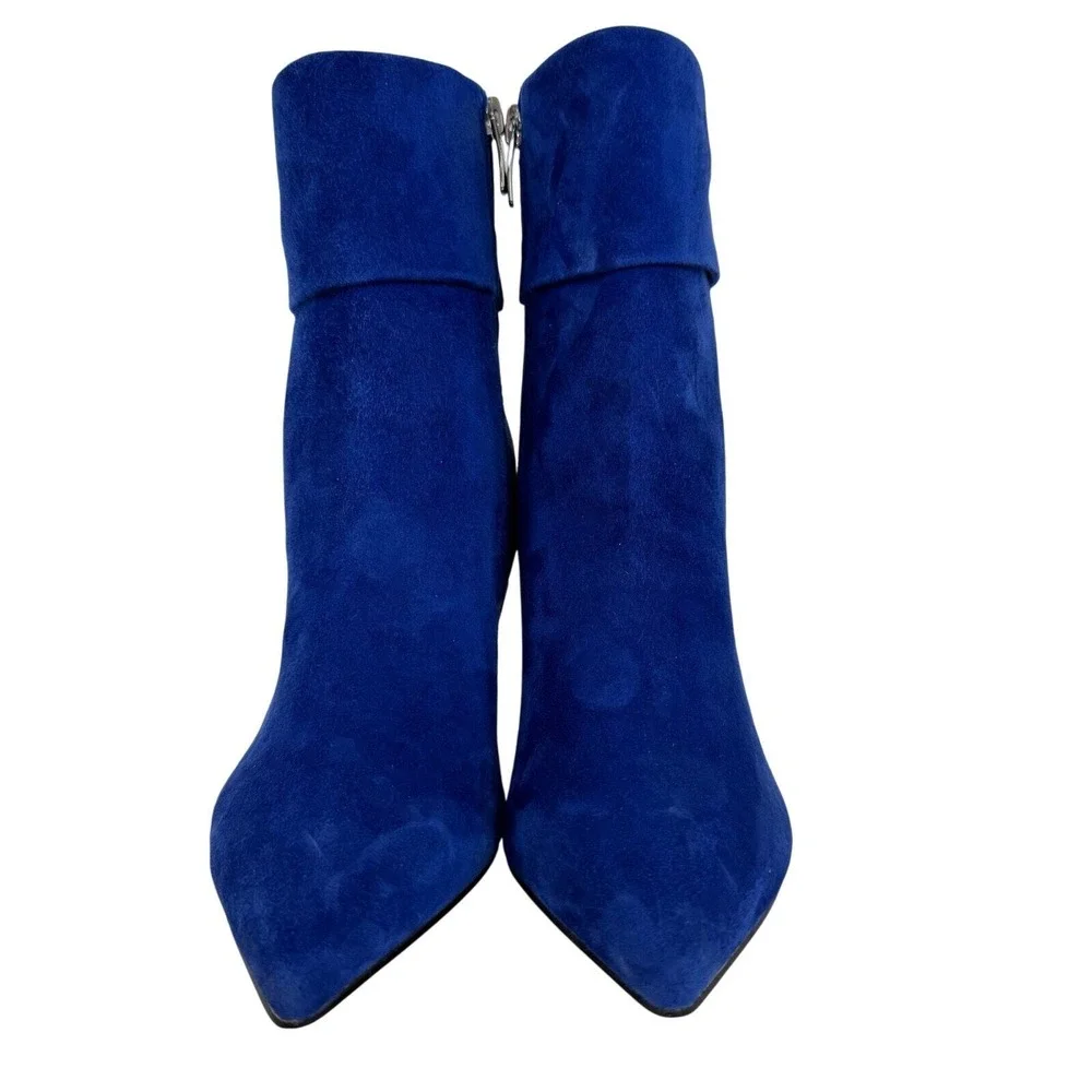 Nine West Gemms Blue Fold Over Pointed Toe Booties Size 6 NWOB